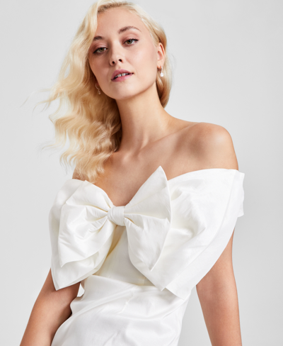Shop Bardot Women's Bow-front Off-the-shoulder Mini Dress In White