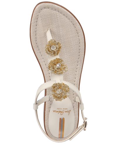 Shop Sam Edelman Women's Gigi Flora Embellished Thong Sandals In Modern Ivory Raffia