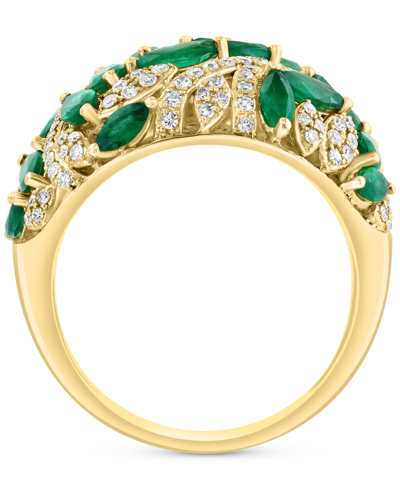 Effy Collection Effy Emerald (2-1/5 Ct. T.w.) & Diamond (3/8 Ct. T.w.) Cluster Ring In 14k Gold In Yellow Gold