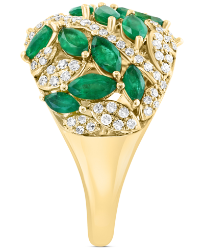 Effy Collection Effy Emerald (2-1/5 Ct. T.w.) & Diamond (3/8 Ct. T.w.) Cluster Ring In 14k Gold In Yellow Gold