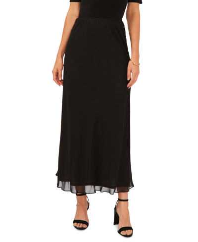 Shop Msk Women's Chiffon A-line Maxi Skirt In Black