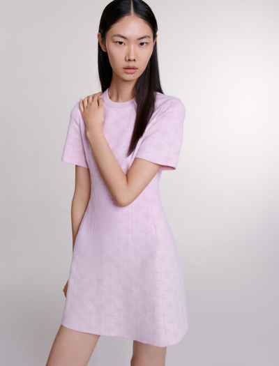 Maje Women's Jacquard Knit Short Dress In Pale Pink