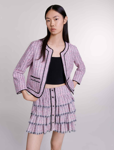 Shop Maje Short Tweed Skirt For Spring/summer In Pink /