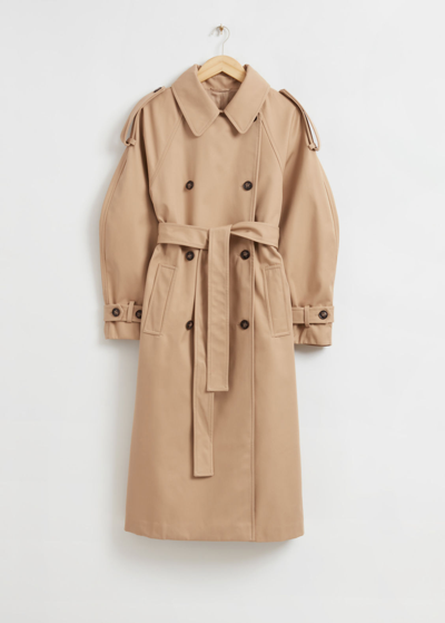 Shop Other Stories Oversized Wide Sleeve Trench Coat In Beige