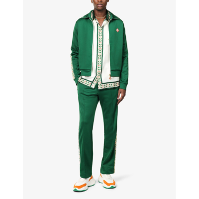 Shop Casablanca Mens Green Laurel Brand-patch Woven Jacket