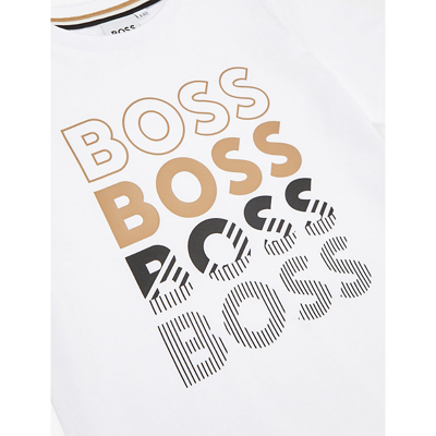 Shop Hugo Boss Boss Boys White Kids Logo-print Relaxed-fit Cotton-jersey T-shirt 4-16 Years