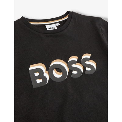 Shop Hugo Boss Boss Boys Black Kids Logo-print Regular-fit Cotton-jersey T-shirt 4-16 Years