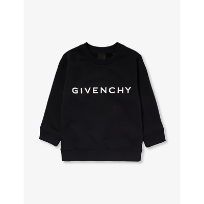 Shop Givenchy Logo-print Relaxed-fit Cotton-blend Sweatshirt 4-12 Years In Black