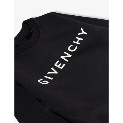 Shop Givenchy Boys Black Kids Logo-print Relaxed-fit Cotton-blend Sweatshirt 4-12 Years