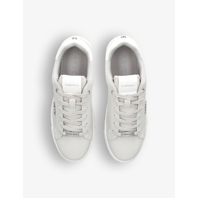 Shop Carvela Womens Grey Diamond Logo-embellished Faux-leather Low-top Trainers
