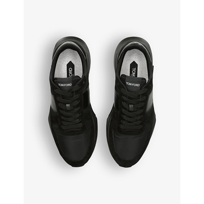 Shop Tom Ford Jagga Panelled Leather Low-top Trainers In Black