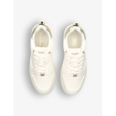 Shop Kg Kurt Geiger Lana Faux-leather And Faux-suede Low-top Flatform Trainers In White