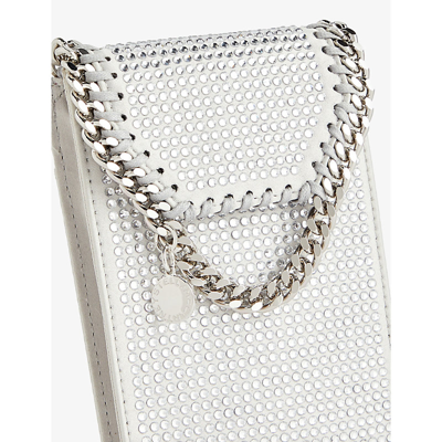 Shop Stella Mccartney Womens Silver Falabella Crystal-embellished Satin Cross-body Pouch