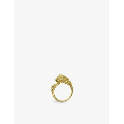 Shop La Maison Couture Women's Gold Miphologia Vintage Lion-shaped 18ct Gold-plated Brass Ring