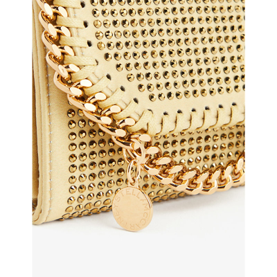 Shop Stella Mccartney Women's Gold Falabella Crystal-embellished Woven Wallet-on-chain