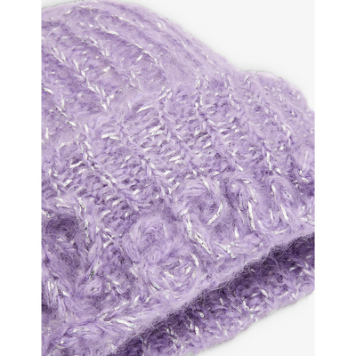 Shop Loewe Women's Parma Violet Logo-embroidered Mohair-blend Beanie