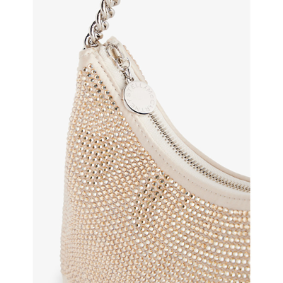 Shop Stella Mccartney Womens Honey Falabella Crystal-embellished Woven Shoulder Bag