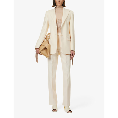 Sportmax Womens Vanilla Zermat Peak-lapel Stretch-wool Blazer In Cream