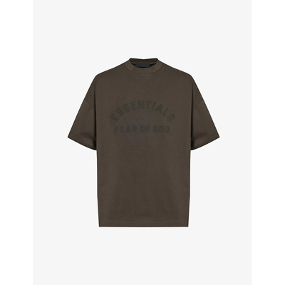 Shop Essentials Fear Of God  Men's Ink  Brand-embossed Cotton-jersey T-shirt