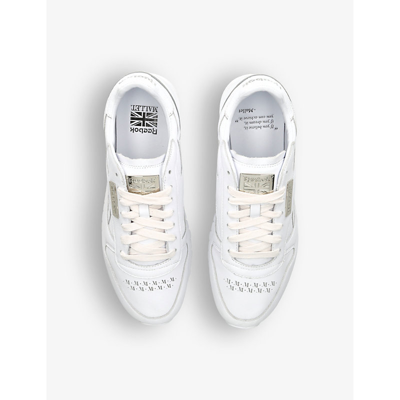 Shop Mallet Men's White X Reebok Brand-patch Leather Low-top Trainers