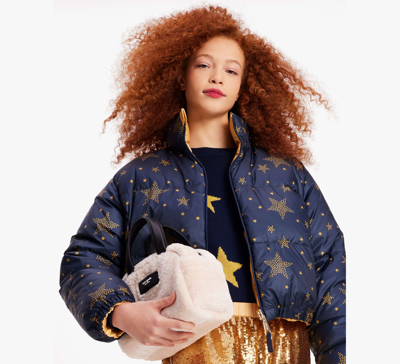 Shop Kate Spade Reversible Puffer Jacket In Blazer Blue/gold