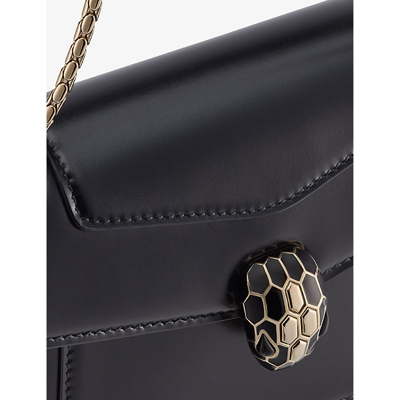 Shop Bvlgari Womens Black Serpenti Forever Leather Cross-body Bag