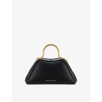 Bvlgari Womens Black Serpentine Mini Leather Top-handle Bag In Black