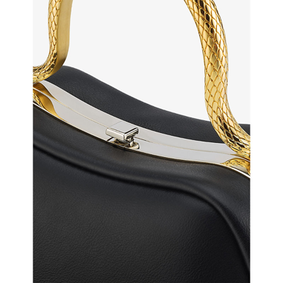 Shop Bvlgari Serpentine Mini Leather Top-handle Bag In Black