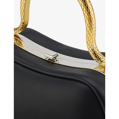 Bvlgari Womens Black Serpentine Mini Leather Top-handle Bag In Black