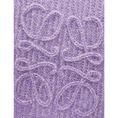 Shop Loewe Women's Parma Violet Anagram-embroidered Mohair-blend Scarf