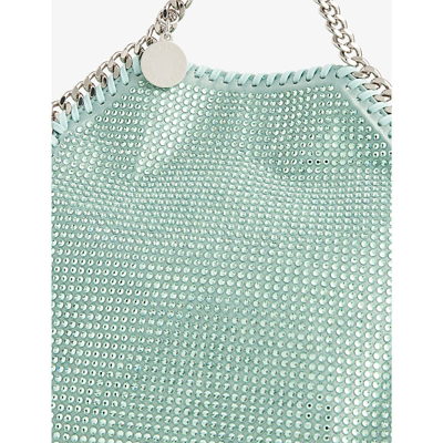 Shop Stella Mccartney Womens Mist Falabella Tiny Woven Shoulder Bag