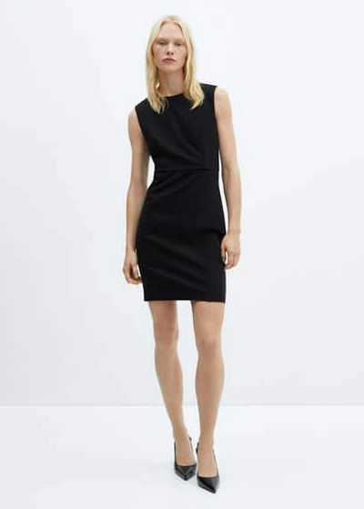 Shop Mango Roma-knit Sleeveless Dress Black
