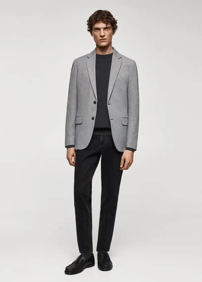 Shop Mango Man Structured Slim Fit Cotton Blazer Grey