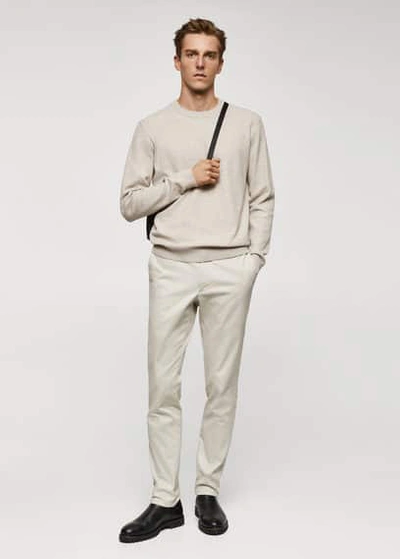 Shop Mango Man Structured Cotton Sweater Beige