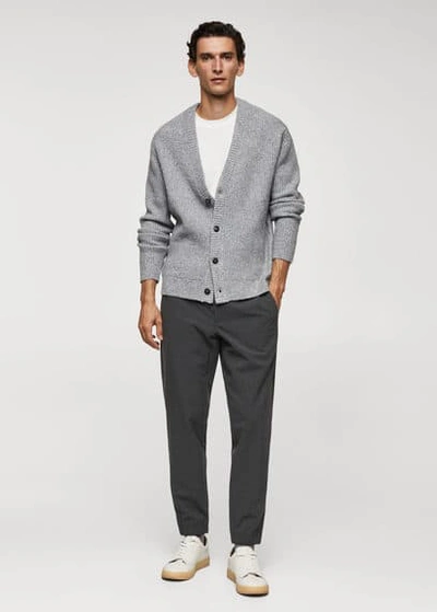 Shop Mango Man Slim-fit Jogger Trousers With Drawstring Grey