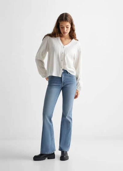 Shop Mango Teen Flared Jeans Medium Blue