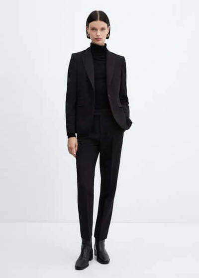 Shop Mango Fitted Suit Blazer Black