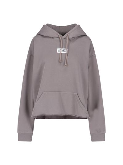Shop Mm6 Maison Margiela Logo Hoodie In Taupe