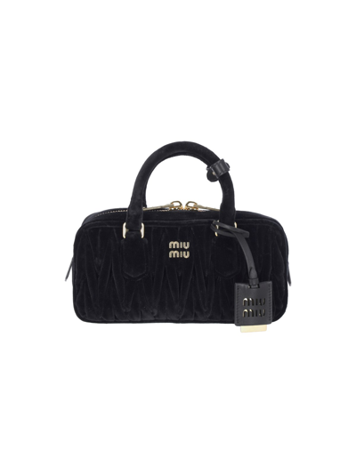 Shop Miu Miu Velvet Bag "arcadie" In Black  