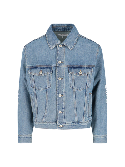 Shop Loewe 'anagram' Denim Jacket In Blue