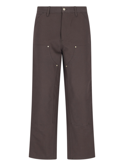 Shop Carhartt 'double Knee' Straight Pants In Brown