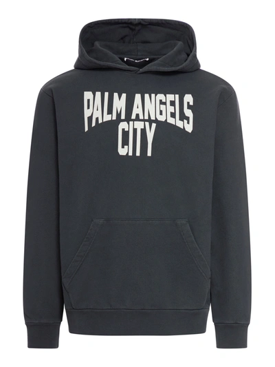 Shop Palm Angels Pa City Washed Hoody In Grey