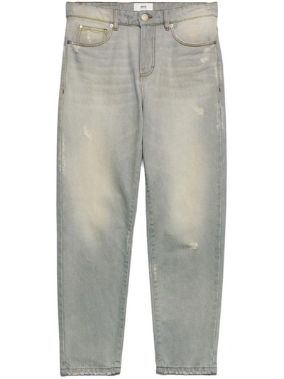 Shop Ami Alexandre Mattiussi Paris Jean In Organic Cotton At Patch Logo In Grey