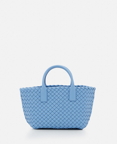 Shop Bottega Veneta Mini Cabat Leather Tote Bag In Blue