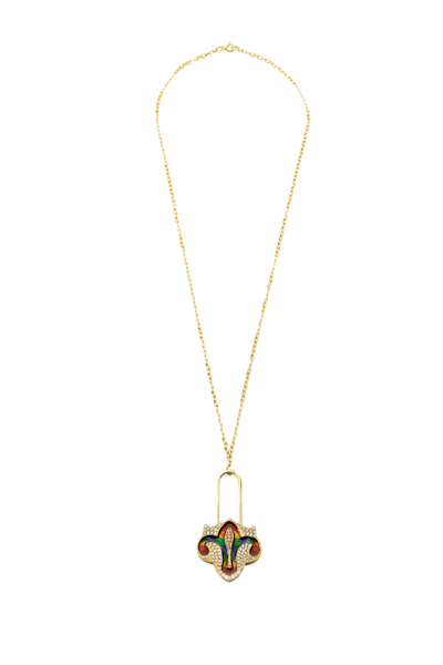 Shop Lora Istanbul Multi Color Key Necklace In Gold
