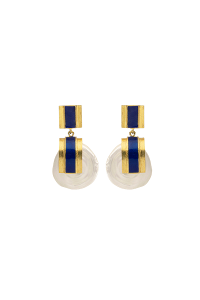 Shop Lora Istanbul Midnight Blue Pearl Gold Earring