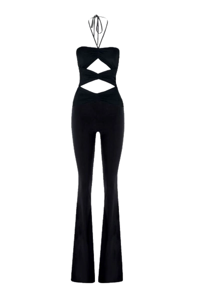 LORA ISTANBUL STELLA CUTOUT BLACK JUMPSUIT 