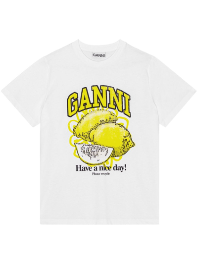 Shop Ganni T-shirt In White