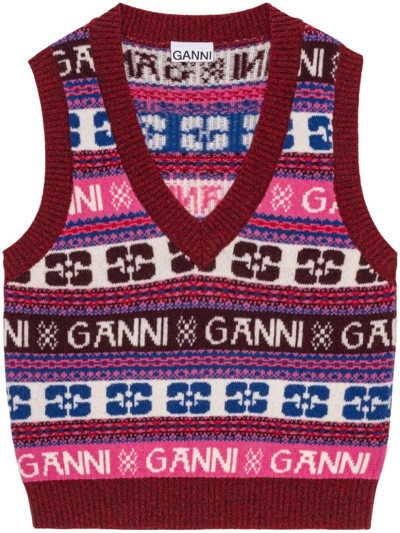 Shop Ganni Gilet In Multi