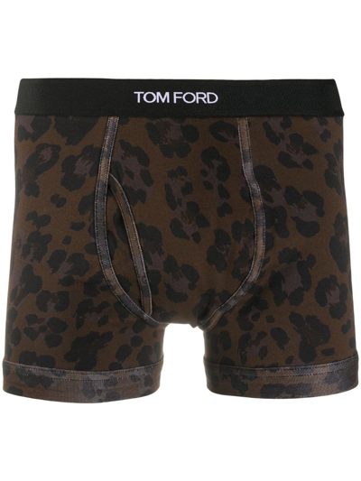 Shop Tom Ford Boxer Con Stampa In Brown